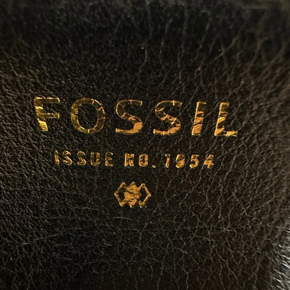 Fossil Coin Pouch Women OS Black Leather L-Zip Wallet Small Minimalist Pouch